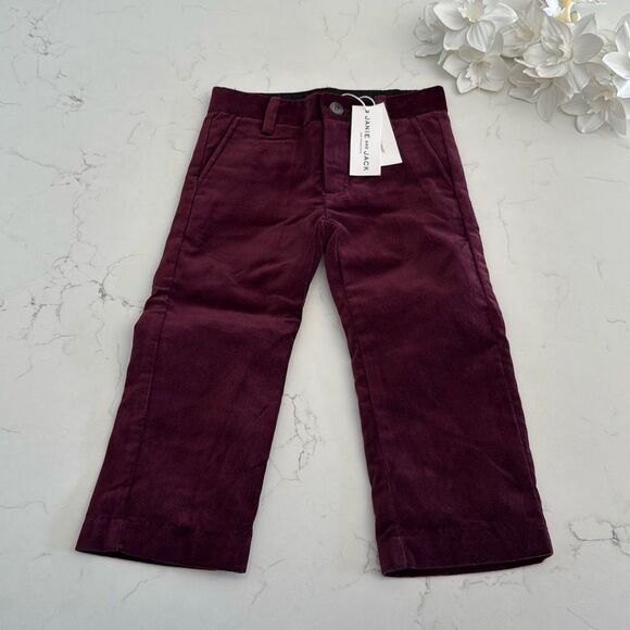 Janie and Jack The Velvet Party Pant in Burgundy Size 2T - Picture 2 of 5